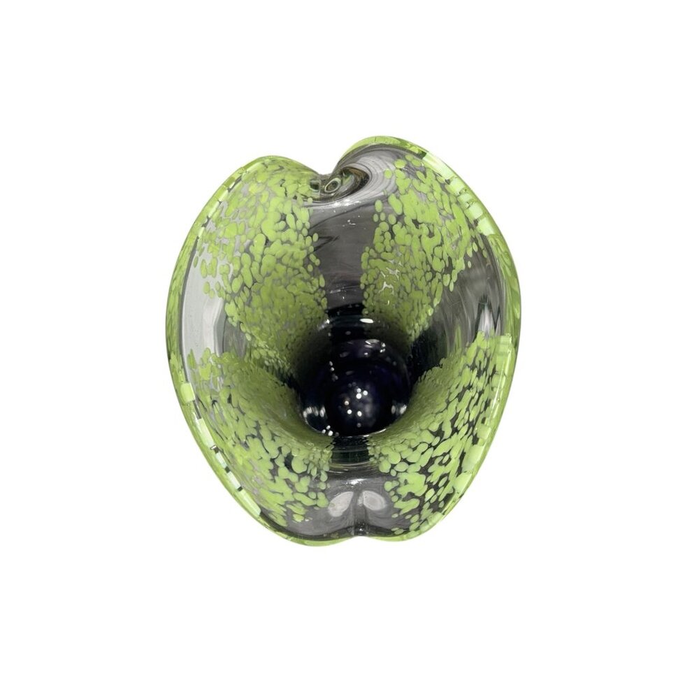 Lime Green Amethyst Purple Flared Edge Art Glass Murano Style Vase - Picture 8 of 10